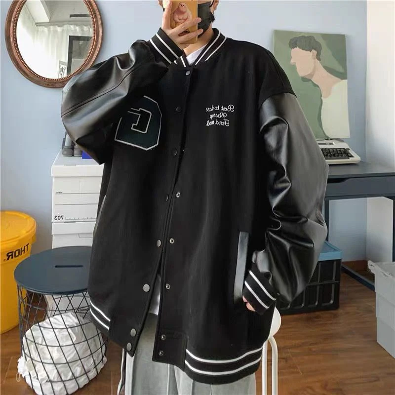Christmas Gift Deanwangkt Spring Black G Coat American Baseball Bomber Students Jacket Loose Men Women Couples Tops Harajuku Plus Size Streetwear Be Free - Deanwangkt