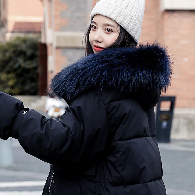 Christmas Gift Deanwangkt Winter New Thick Bread Clothes Cotton-padded Jacket Women's Long Over-the-knee Coat Cotton-padded Jacket Tide - Deanwangkt