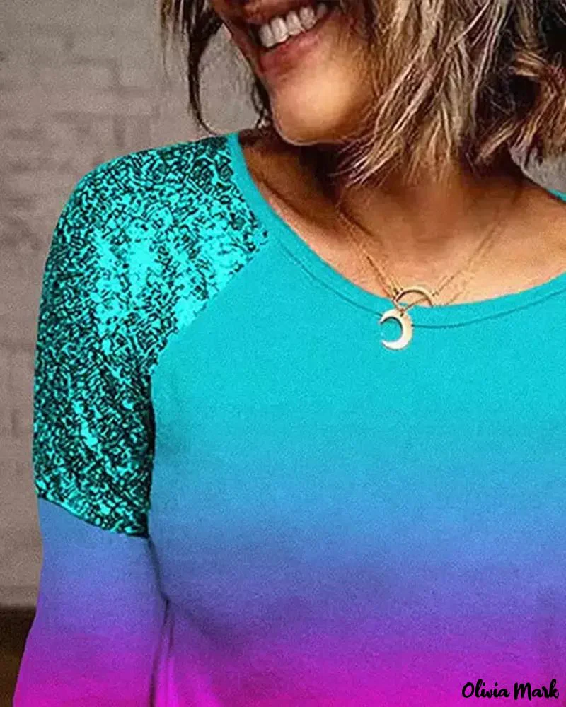 Deanwangkt - Contrast Sequin Gradient Long Sleeve Top - Deanwangkt