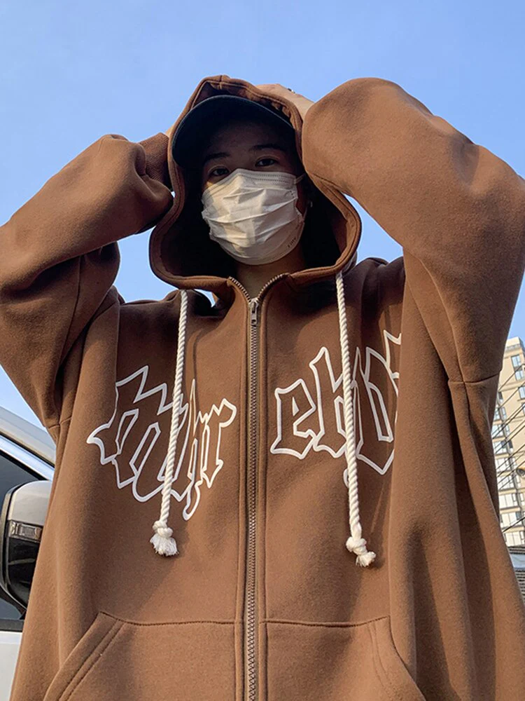 Black Friday Sales Sweater Cardigan Zipper Men's And Women's Letter Printing Hoodie Y2k Loose Trend All-Match Casual Autumn And Winter Pullover - Deanwangkt