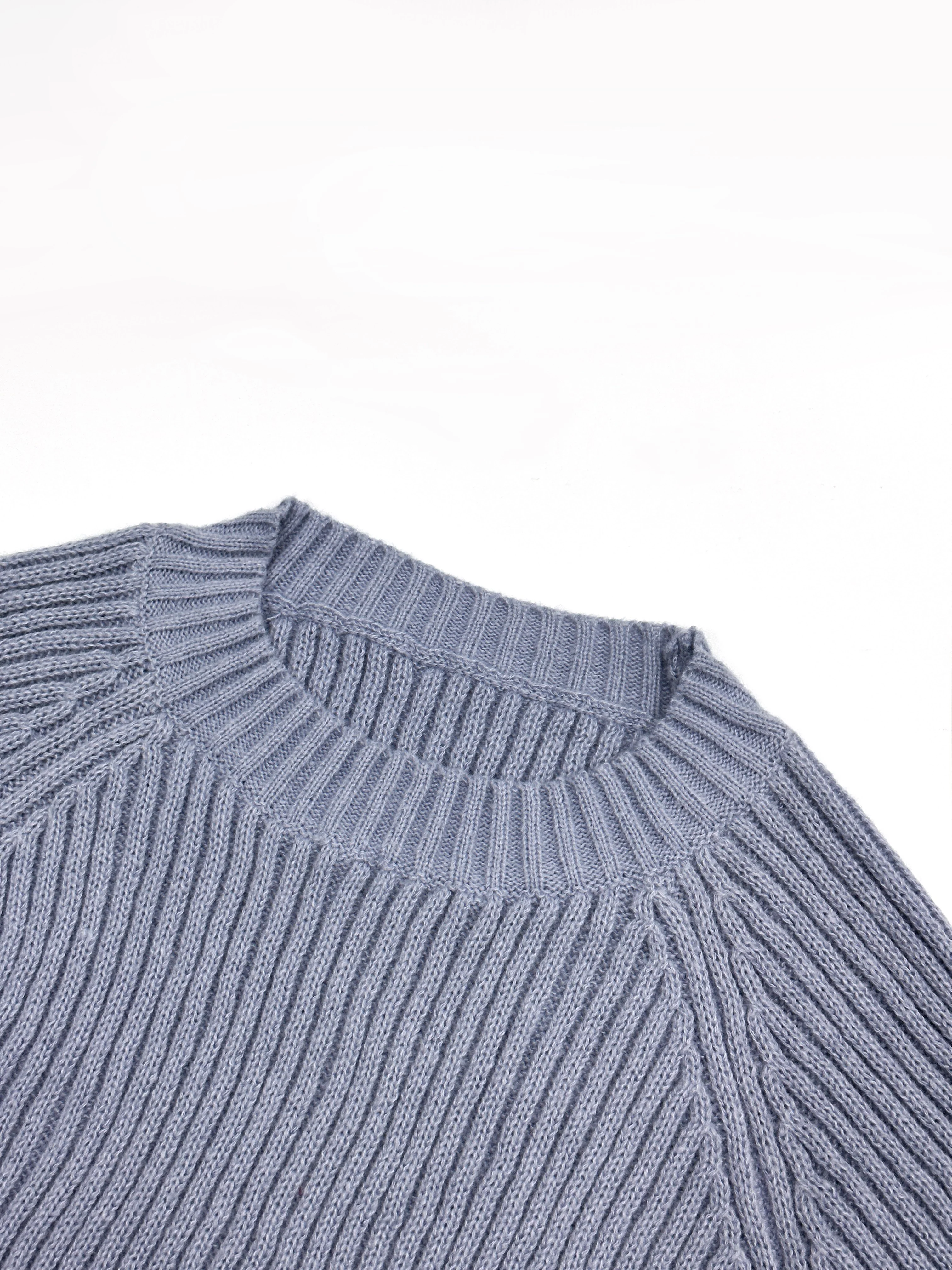 deanwangkt-1  Casual Solid Two-piece Set, Raglan Sleeve Pullover Sweater & Wide Leg Pants Outfits, Women's Clothing - Deanwangkt