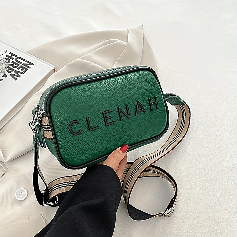 Letter Decor Crossbody Bag, Fashion Camera Shoulder Bag, Women's Leather Square Purse - Deanwangkt