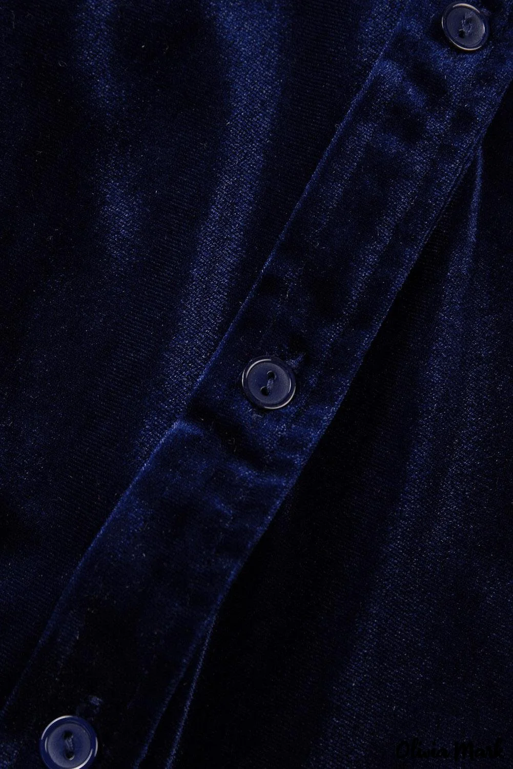 Deanwangkt - Navy Velvet Button Pocket Long Sleeve Shirt - Deanwangkt