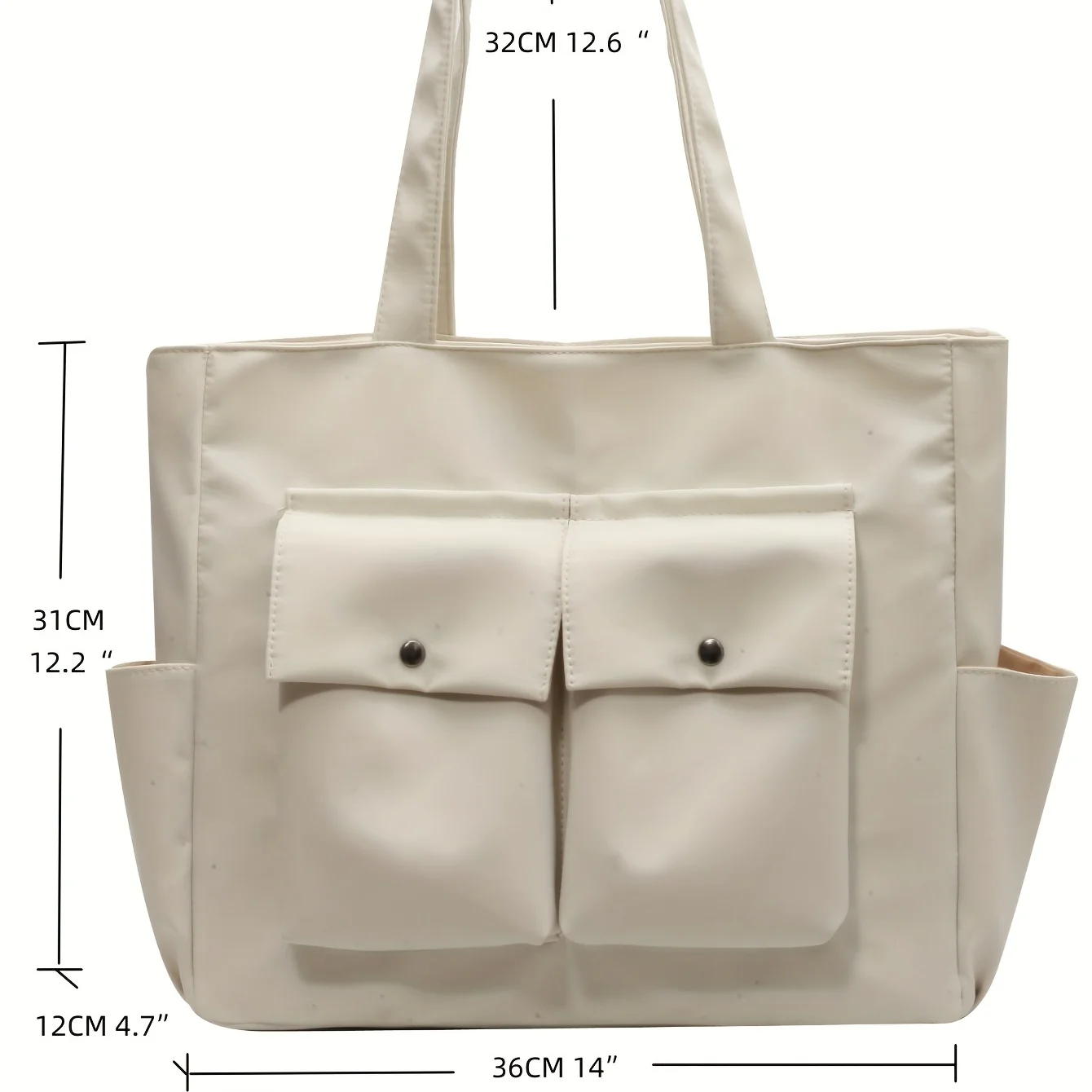 deanwangkt  Minimalist Solid Color Tote Bag, All-Match Storage Bag For Work, Women's Shoulder Bag With Multi Pockets - Deanwangkt