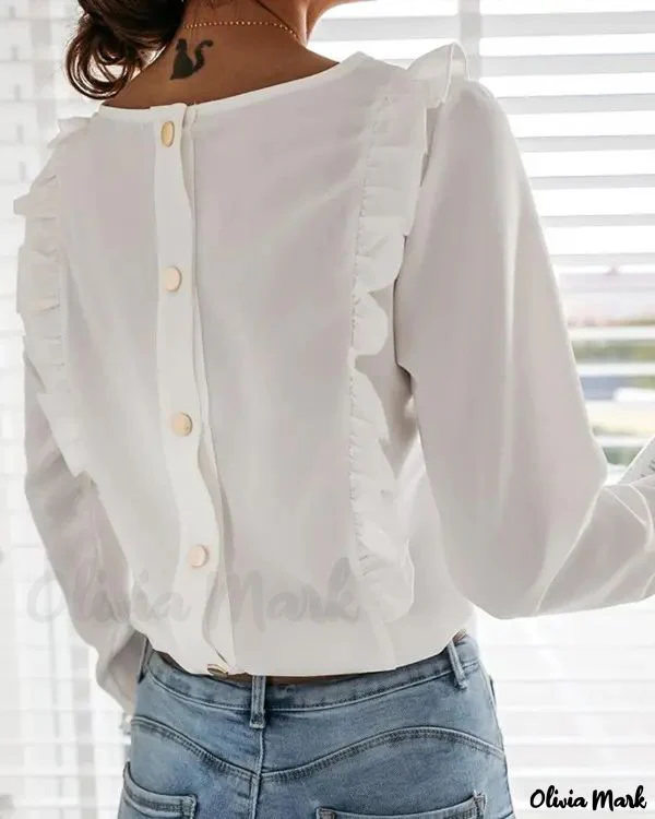 Deanwangkt - Long Sleeve Ruffle Hem Blouse - Deanwangkt