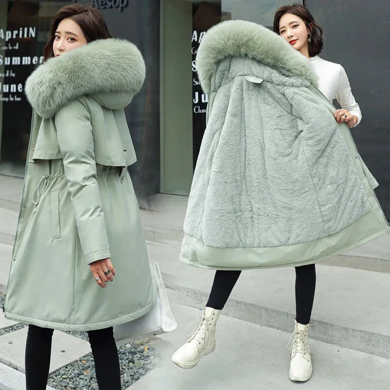Christmas Gift Deanwangkt New Winter Jacket Women Parkas Warm Casual Parka Clothes Long Jackets Hooded Parka Female Fur Lining Thick Mujer Coat - Deanwangkt