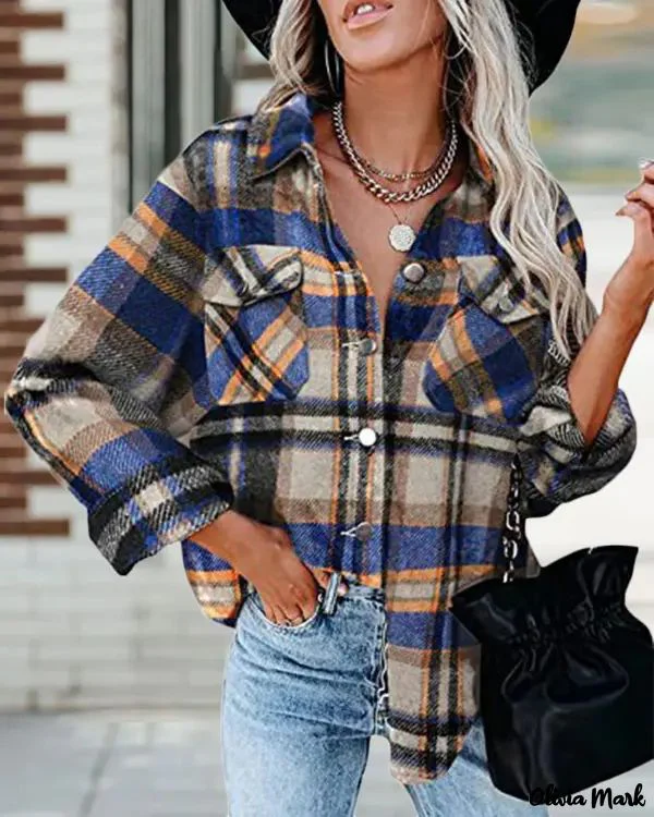 Deanwangkt - Plaid Print Long Sleeve Button Up Jacket - Deanwangkt