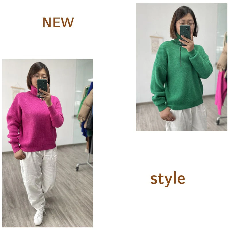 Christmas Gift Deanwangkt Sexy Deep v-neck Sweater Off Shoulder Sweater Green White Knitted Tops Korean Winter Clothes - Deanwangkt