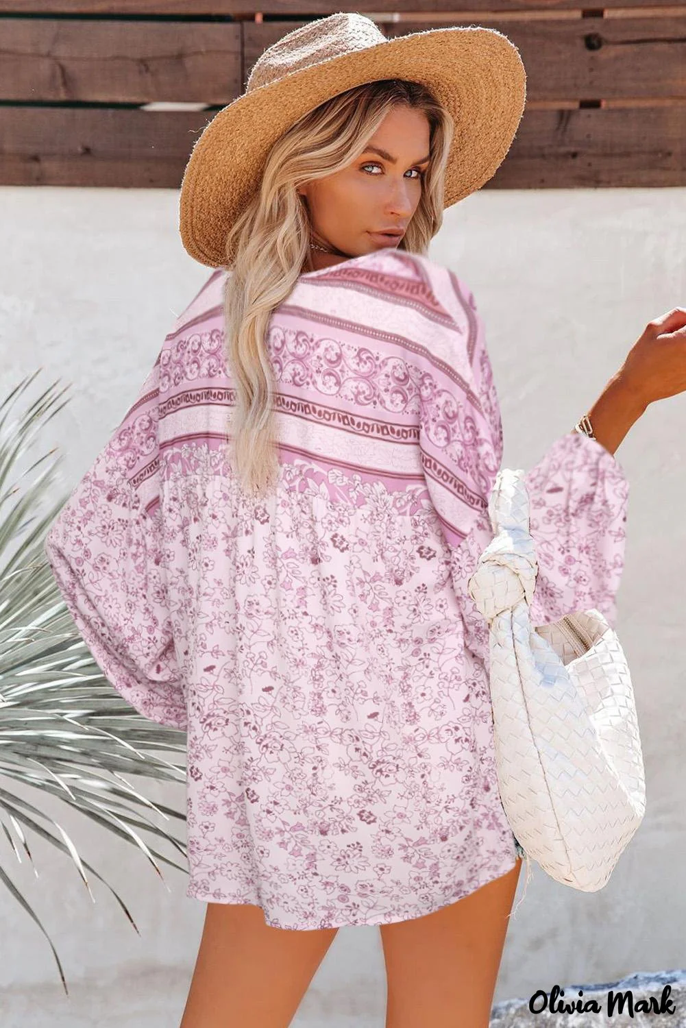 Deanwangkt - Loose puff sleeve shirt with drawstring and floral print - Deanwangkt