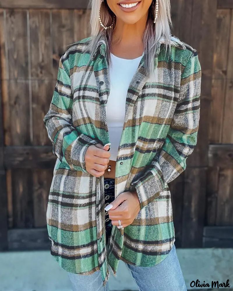 Deanwangkt - Plaid Print Long Sleeve Button-Up Shirt - Deanwangkt