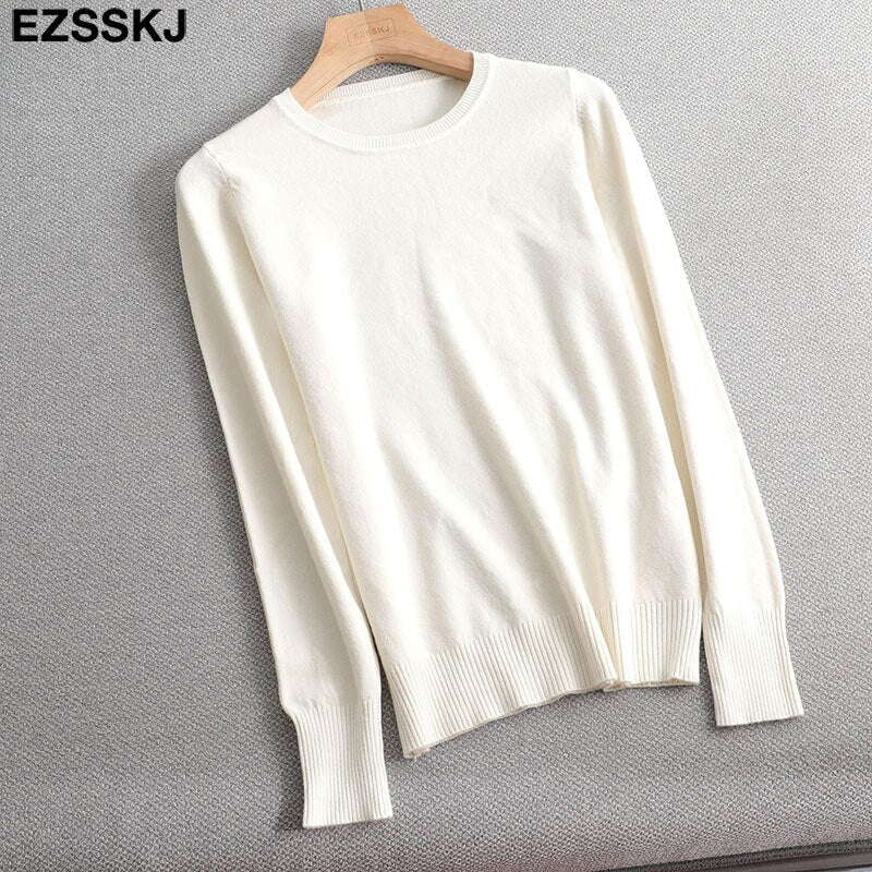 Christmas Gift Autumn Winter O-NECK BASIC  Sweater pullovers Women Deanwangkt Female  loose BOTTOM Sweater Pullover female - Deanwangkt