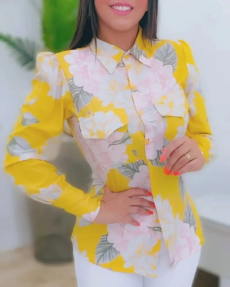 Deanwangkt - Floral print shirt with puff sleeves - Deanwangkt
