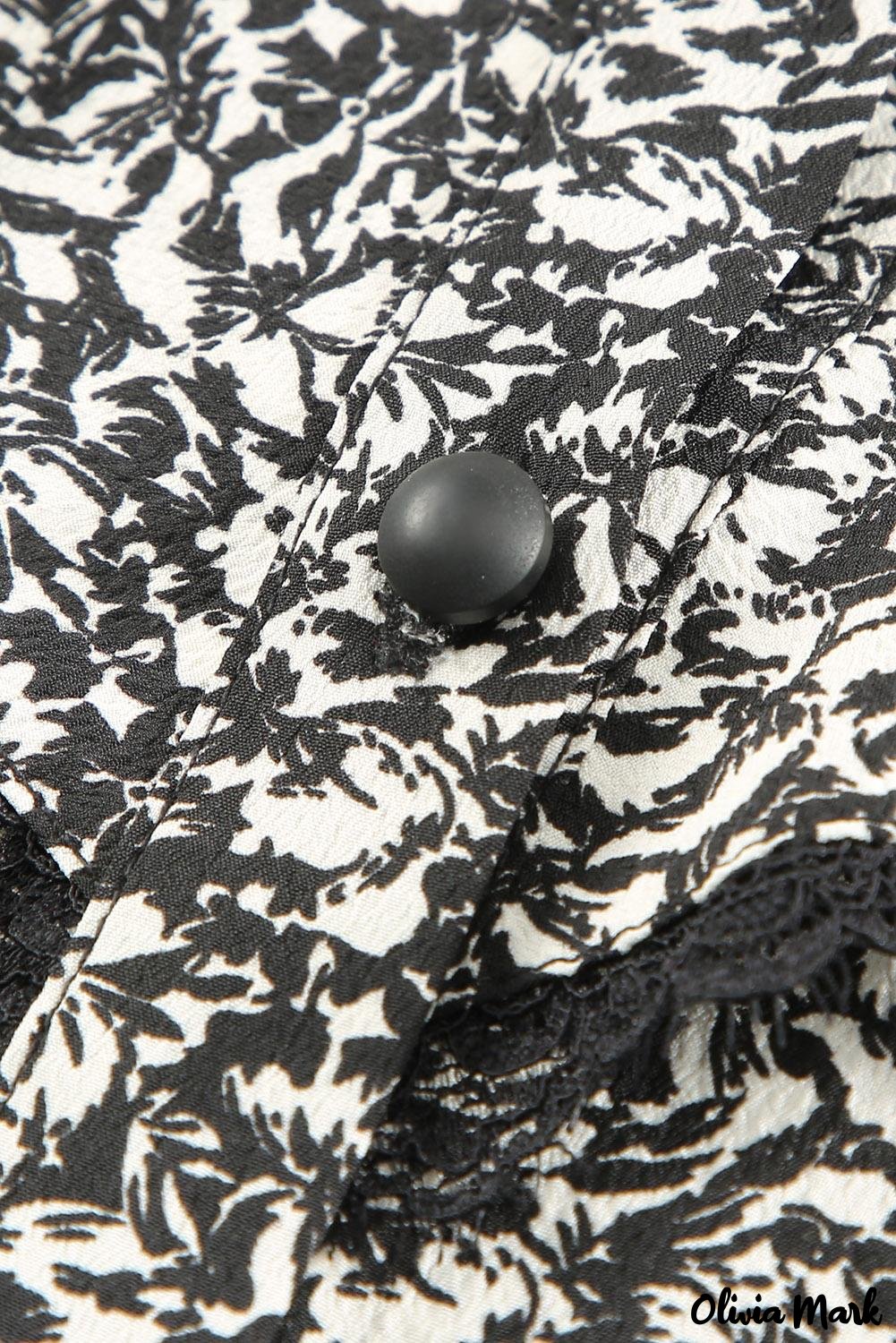 Deanwangkt - Black French shirt with floral print and ruffles - Deanwangkt