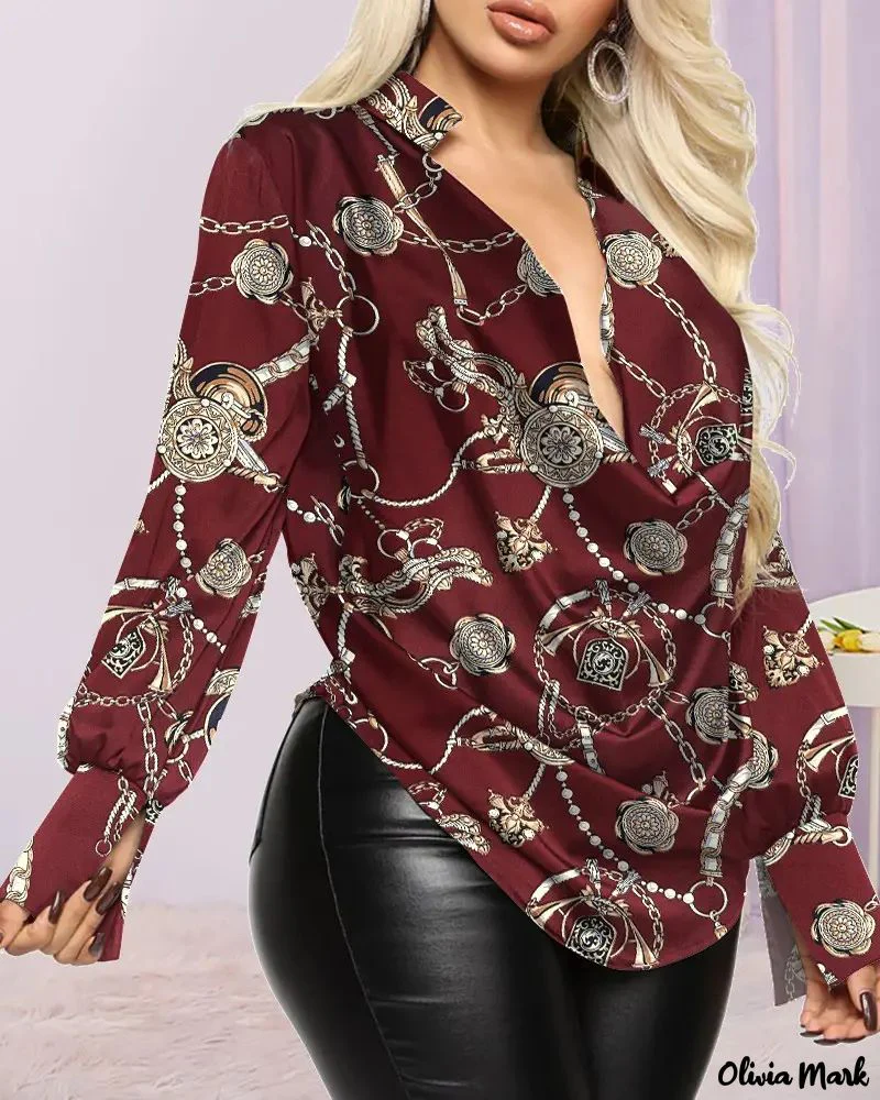 Deanwangkt - Baroque Print Cowl Neck Long Sleeve Top - Deanwangkt