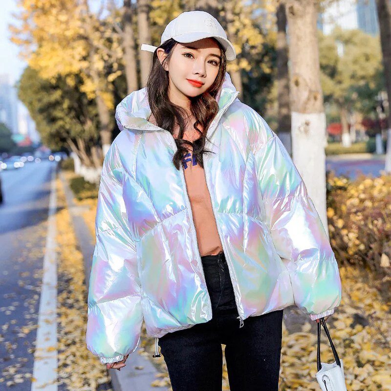 Christmas Gift Deanwangkt New Winter Jacket Coats Women Parkas Hooded Glossy Down Cotton Jacket Warm Casual Parka Padded Cotton Coat Female P1062 - Deanwangkt