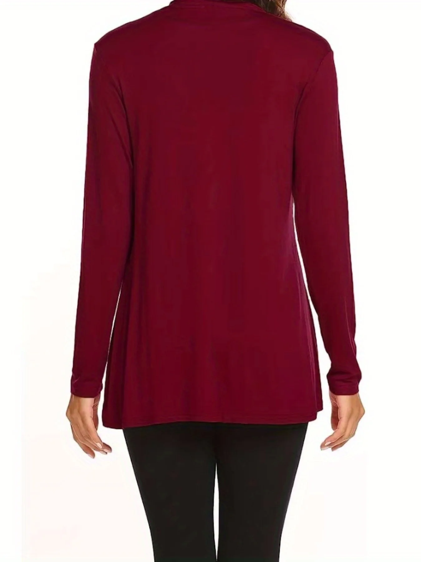 deanwangkt-1 Solid Open Front Cardigan, Casual Long Sleeve Cardigan For Spring & Fall, Women's Clothing - Deanwangkt