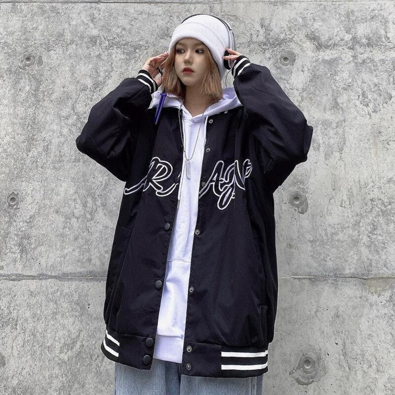 Christmas Gift Autumn Girls Vintage Embroidered Baseball Jacket Coat Bomber Women Uniform Clothes Female Ladies Streetwear Casual Harajuku - Deanwangkt