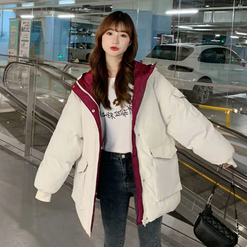 Christmas Gift Deanwangkt New Winter Clothes Korean Version Loose Winter Mid-length Coat Down Padded Coat Padded Jacket Women's Thick Padded Jacket - Deanwangkt