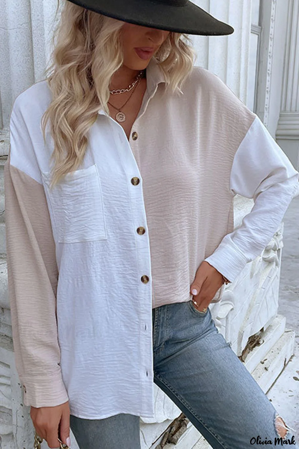 Deanwangkt - Crinkle Long Sleeve Block Shirt - Deanwangkt