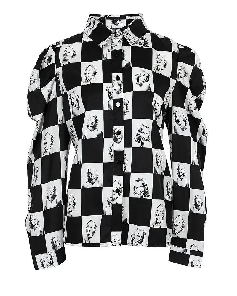 Deanwangkt - Check Print Puff Sleeve Shirt - Deanwangkt