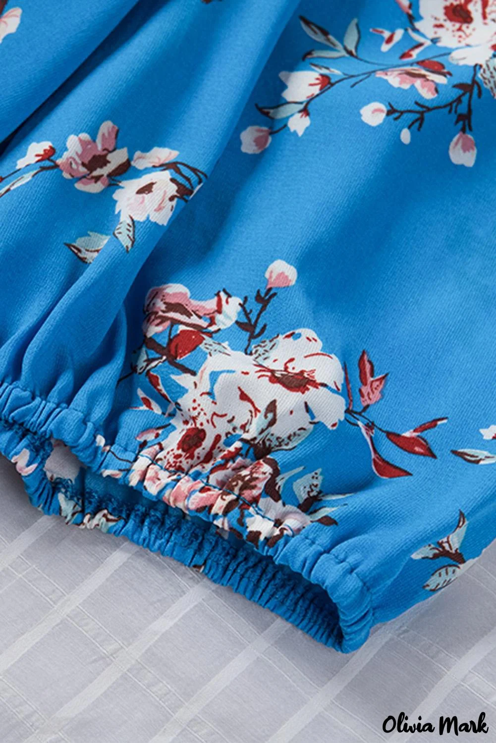 Deanwangkt - Blue Floral Print Button Up Puff Sleeve Blouse - Deanwangkt
