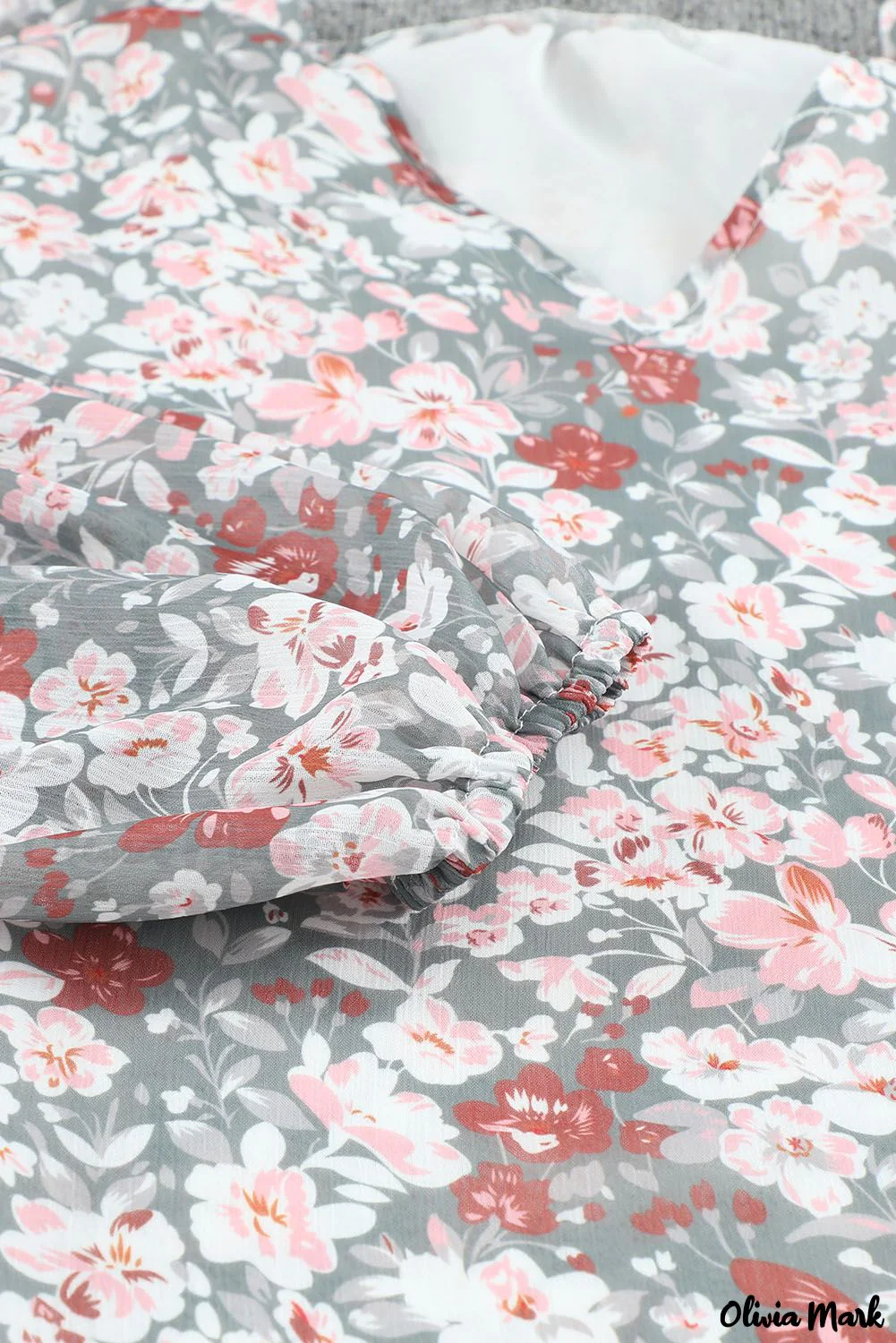 Deanwangkt - Multicolor Floral Print V-Neck Long Puff Sleeve Blouse - Deanwangkt