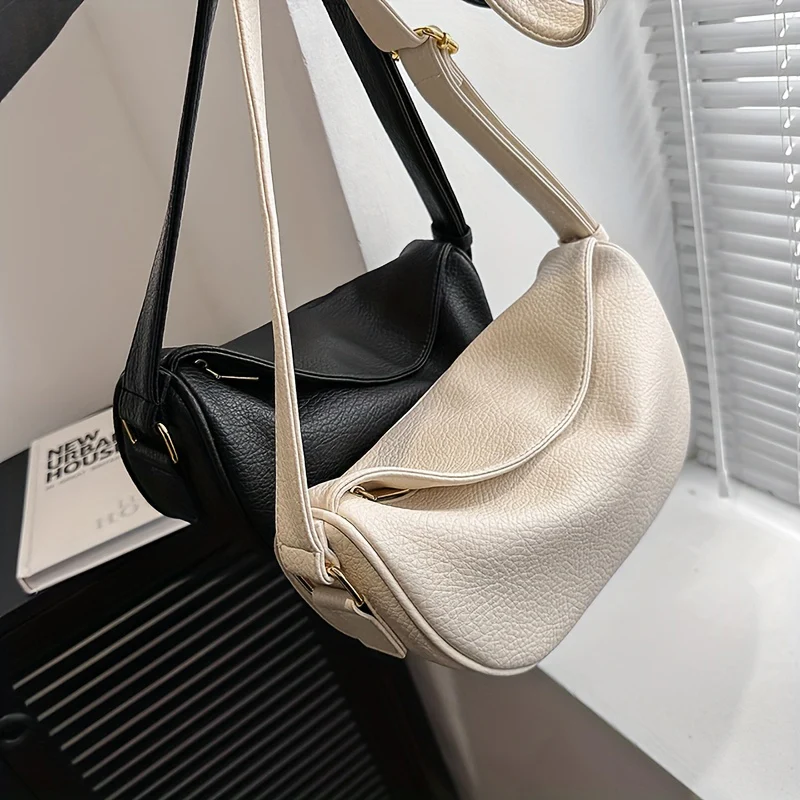 Casual Large Capacity Dumpling Bag, Solid Color Shoulder Bag, Perfect Crossbody Bag For Daily Use - Deanwangkt