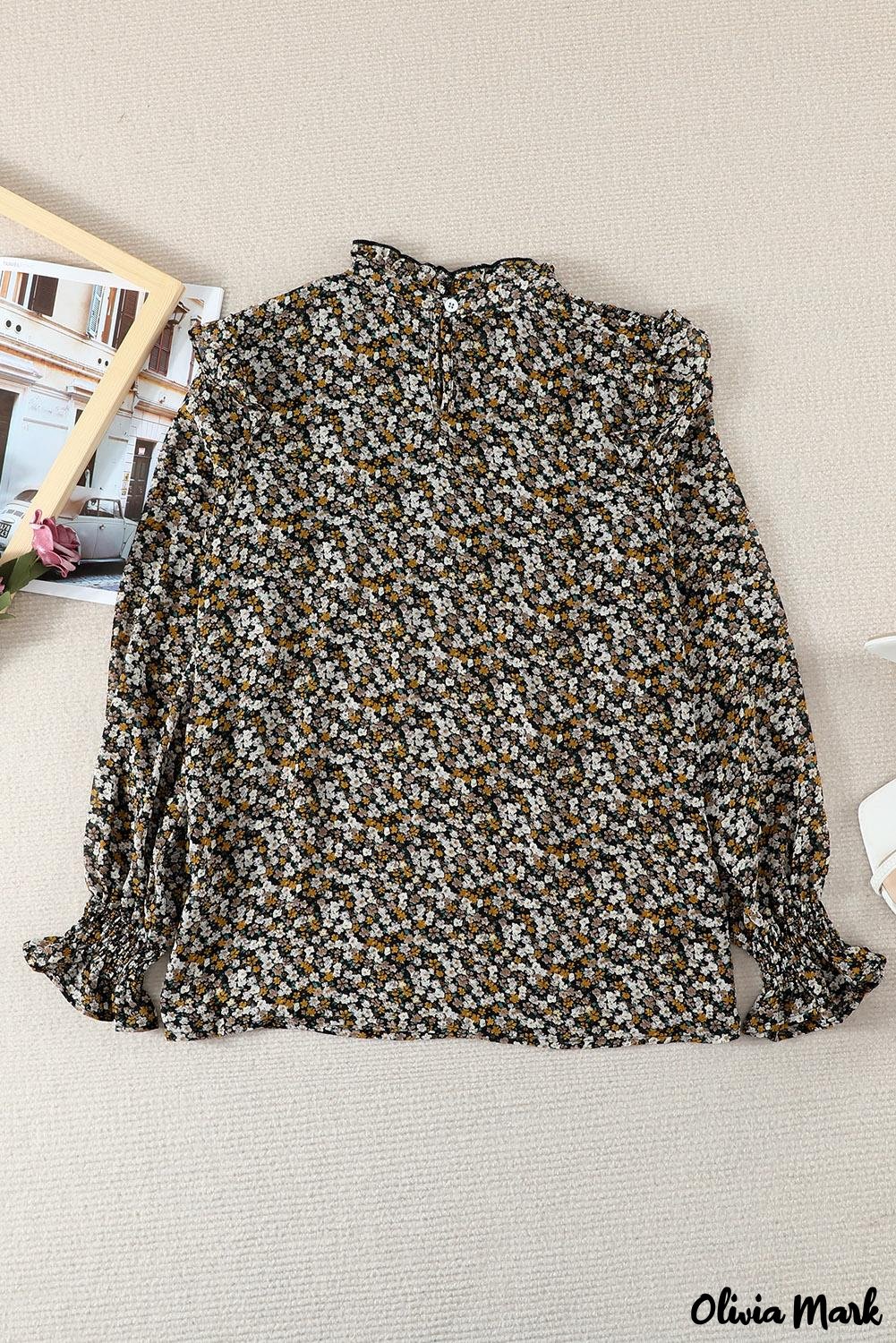 Deanwangkt - Floral Print Ruffle Long Sleeve Blouse - Deanwangkt