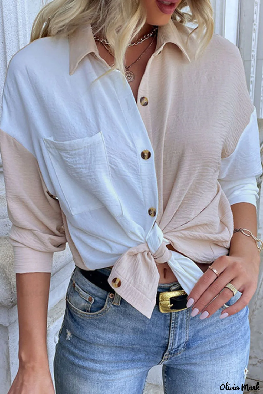 Deanwangkt - Crinkle Long Sleeve Block Shirt - Deanwangkt