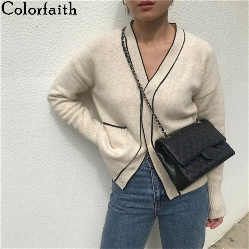 Christmas Gift Deanwangkt Winter Spring Women's Sweaters Loose Fashionable Knitwear Korean Knitted Ladies Covered Button Cardigans SWC7752 - Deanwangkt