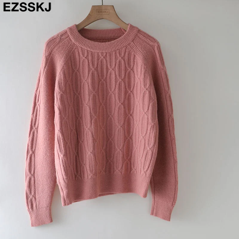 Christmas Gift Autumn Winter casual o-neck WOOL thick Sweater pullovers Women Deanwangkt loose elegant Sweater Pullover female long Sleeve - Deanwangkt