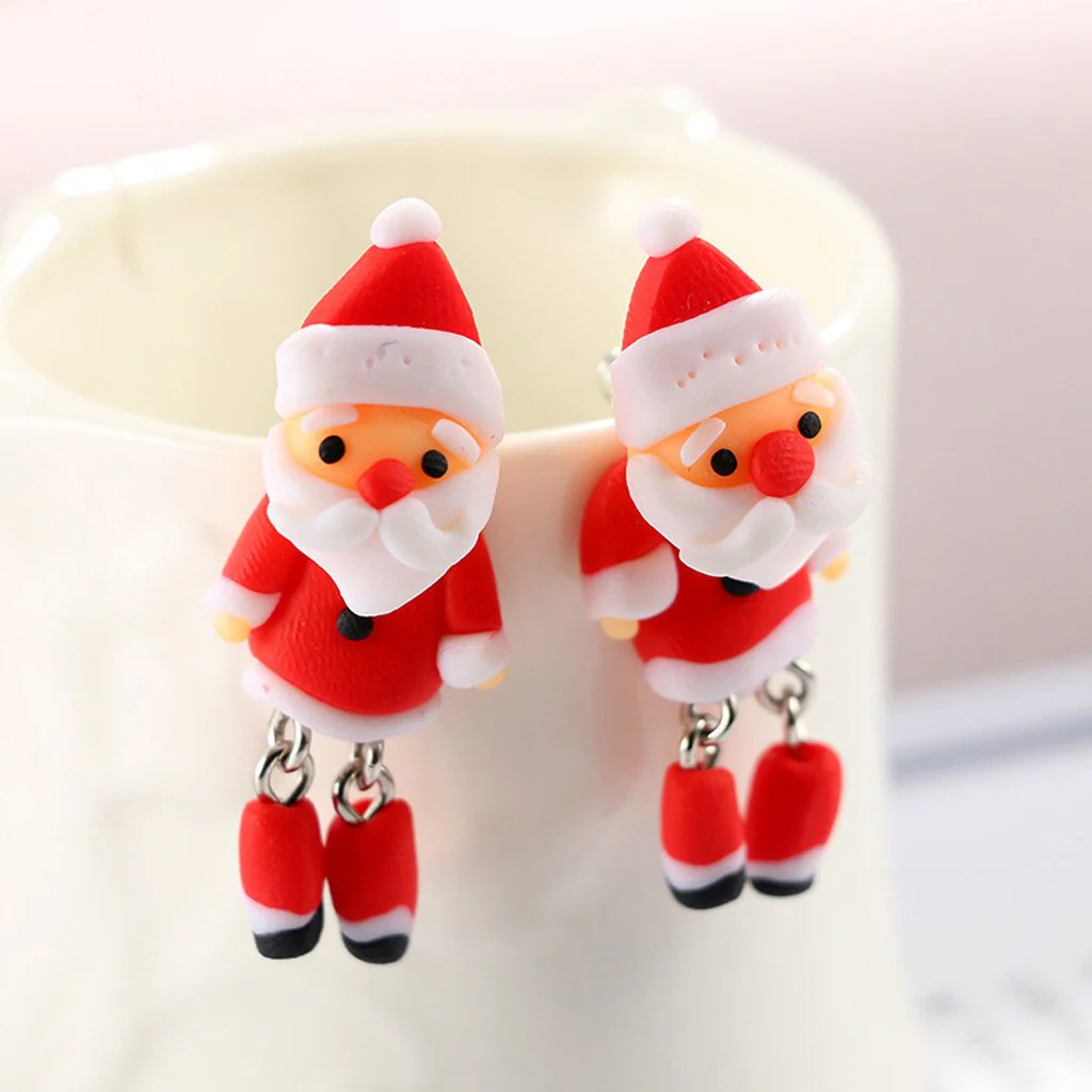 Christmas Gift Deanwangkt Christmas Cartoon Stud Earring 3d Santa Claus Earring Handmade Polymer Soft Clay Ear Stud Earrings Female Jewelry Gift - Deanwangkt