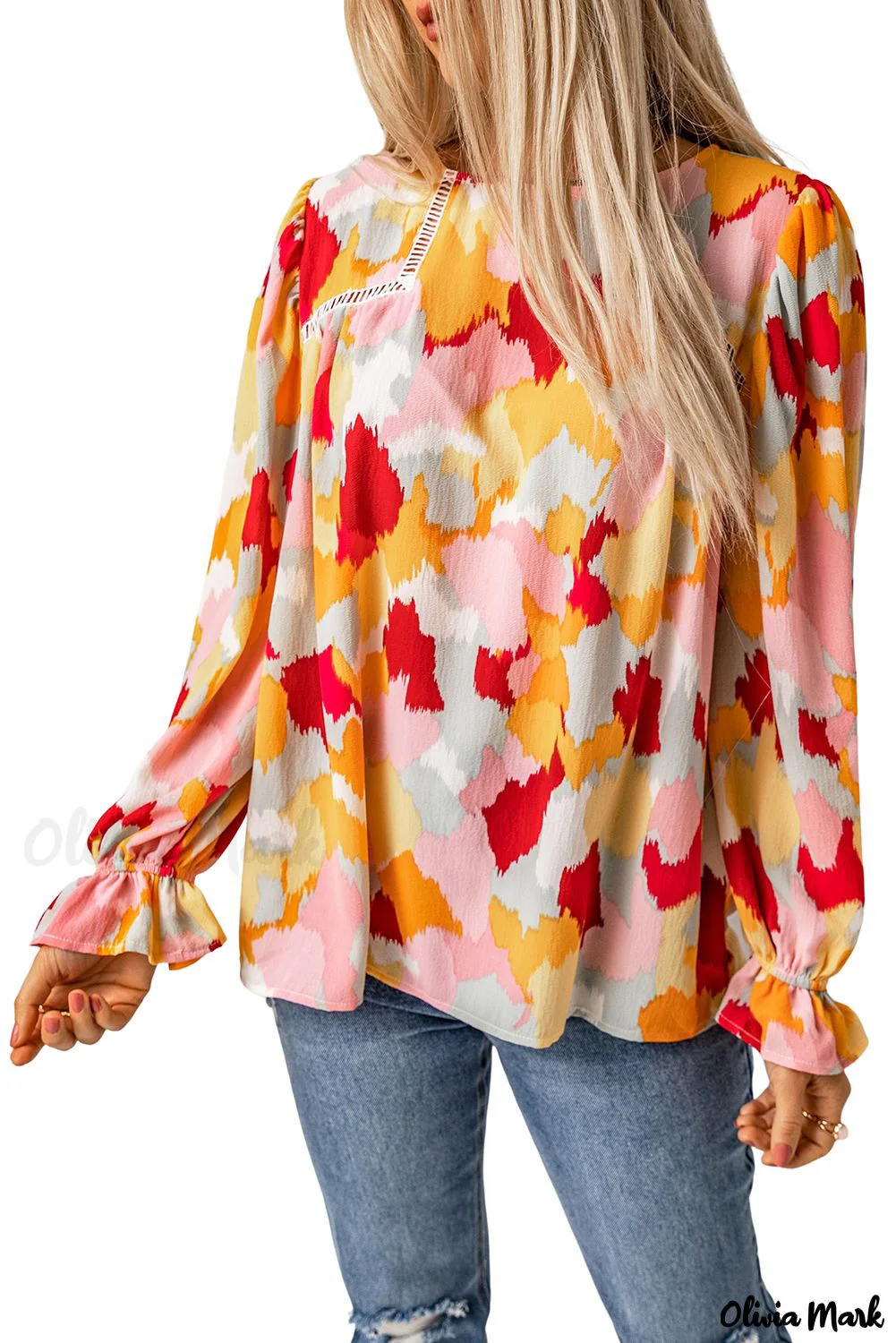 Deanwangkt - Multicolor Abstract Print Long Sleeve Blouse - Deanwangkt