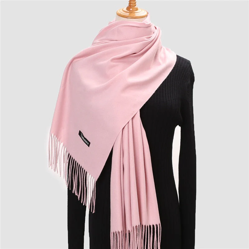 Christmas Gift Deanwangkt Winter Scarf For Women Long Warm Cashmere Scarves Hijab Solid Lady Shawl Wrap Female Pashmina Bandana Head Scarfs Echarpe - Deanwangkt