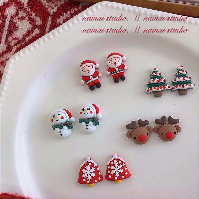 Christmas Gift Deanwangkt New Cute Earrings Christmas Deer Cartoon Children's Ear Clips Little Princess Baby Earrings Anti-pain Christmas Gifts - Deanwangkt