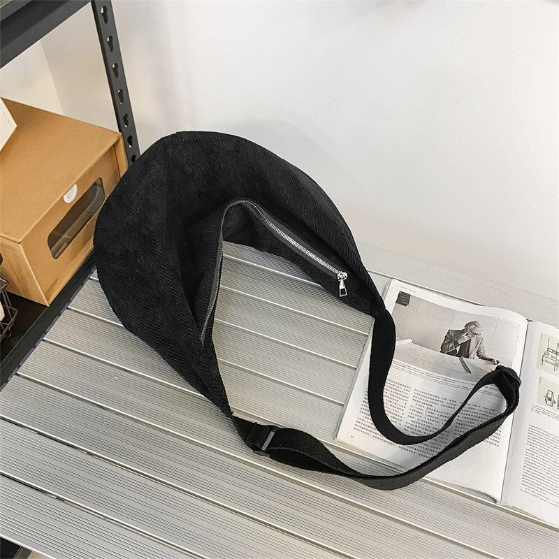 Back To College Deanwangkt Fashion Corduroy Ladies Bag Solid Color Shoulder Bag Large Capacity Female Messenger Bag Casual Shopping Bags Women - Deanwangkt