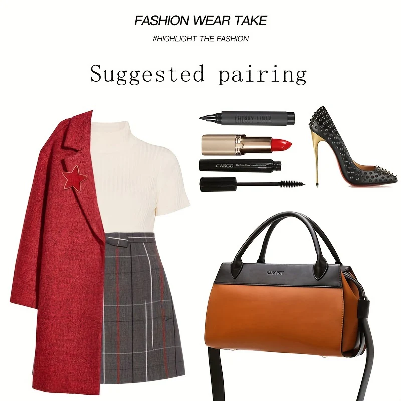 deanwangkt-1 Vintage Letter Pattern Tote Satchel Bag, Classic Handbag For Work, Women's Trendy Bag For Work - Deanwangkt