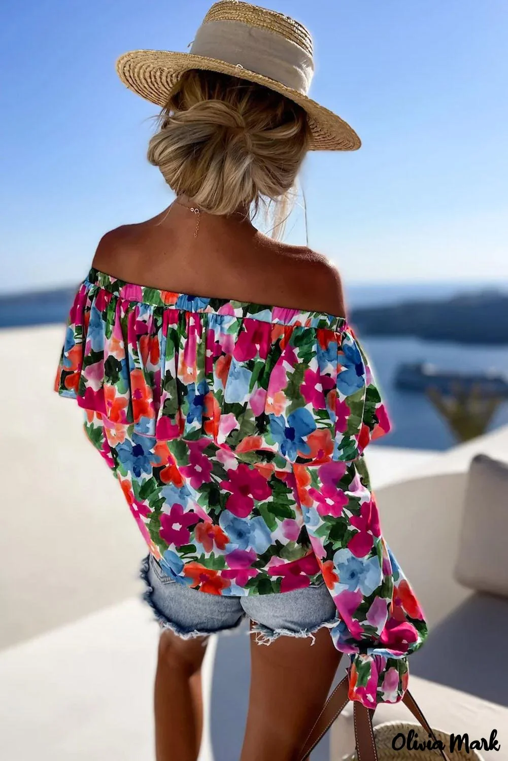 Deanwangkt - Off-the-shoulder blouse with ruffles in a floral print - Deanwangkt