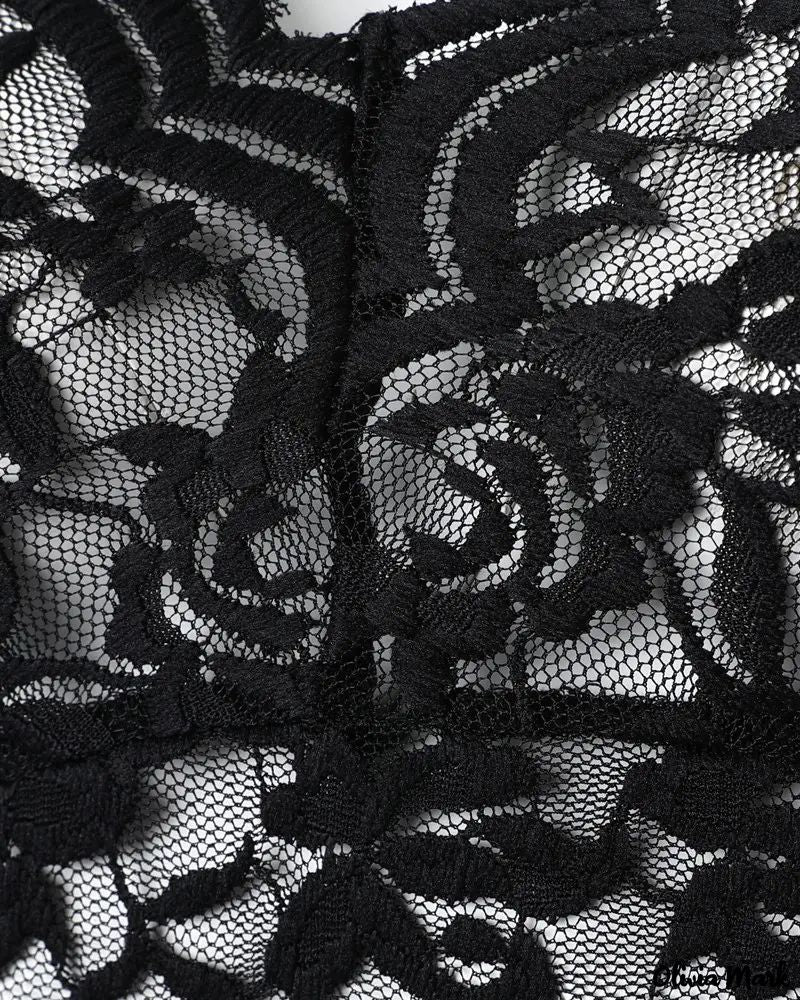 Deanwangkt - Sheer lace long sleeve top with embroidery - Deanwangkt