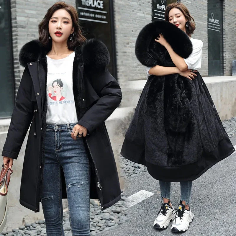 Christmas Gift Deanwangkt New Winter Jacket Women Parkas Warm Casual Parka Clothes Long Jackets Hooded Parka Female Fur Lining Thick Mujer Coat - Deanwangkt