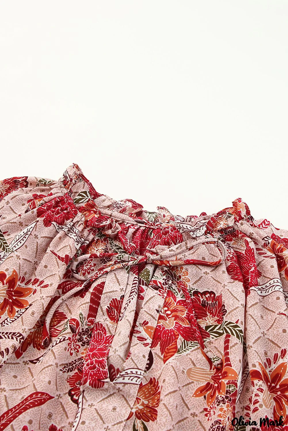 Deanwangkt - Pink Printed Split V-Neck Blouse - Deanwangkt