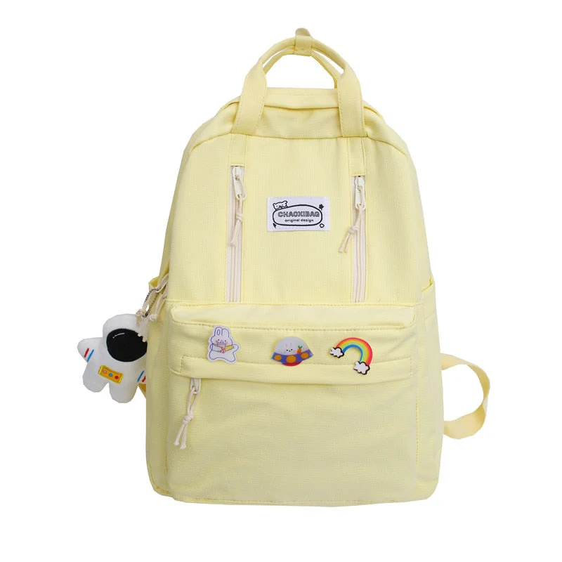 Back to school backpack Casual Nylon Student For Girls Double Zipper Designer Fancy Keychain Charms New Bag For Teenager - Deanwangkt