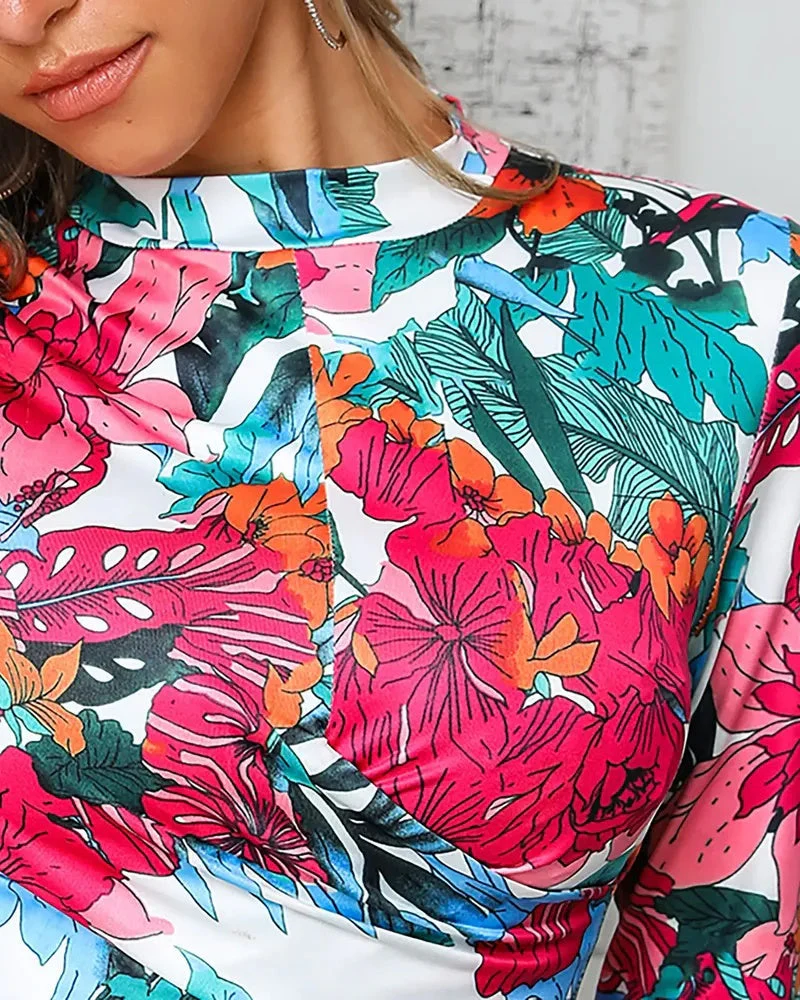 Deanwangkt - Relaxed Long Sleeve Tropical Print Top - Deanwangkt