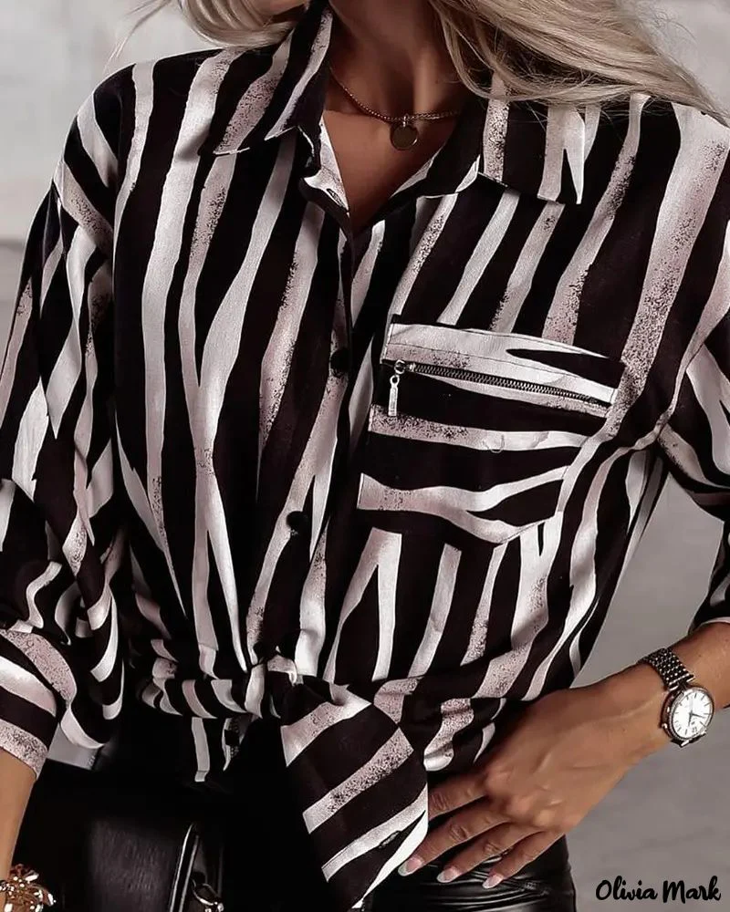 Deanwangkt - Striped Long Sleeve Button Down Shirt - Deanwangkt