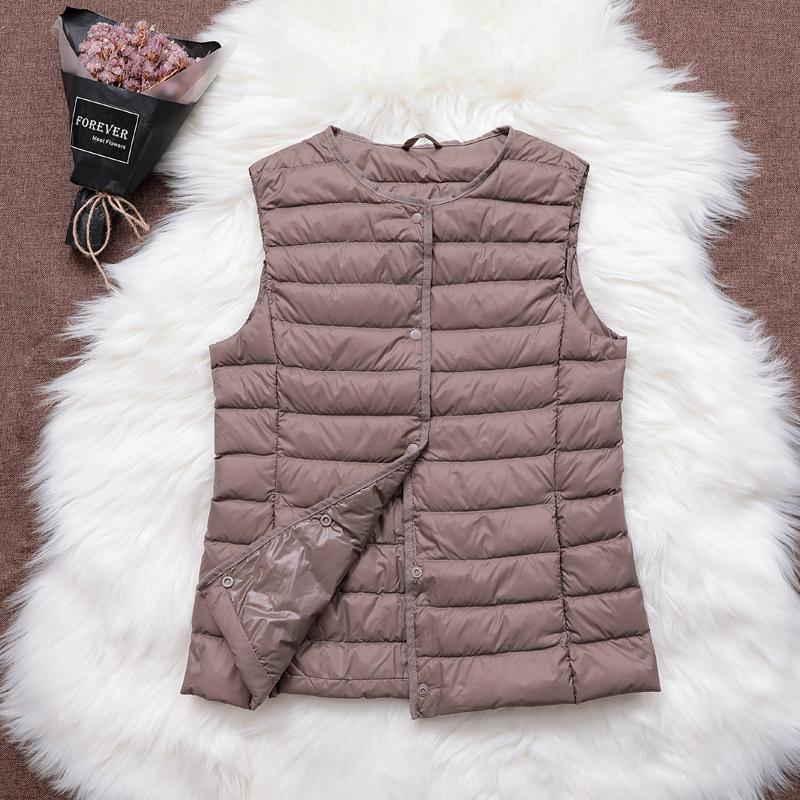 Black Friday Sales New Causal Women White Duck Down Vest Ultra Light Vest Jacket Winter Weightless Round Collar Sleeveless Coat Outwear - Deanwangkt