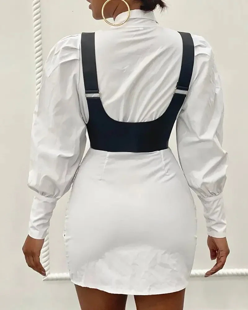 Deanwangkt - Shirred and buttoned long sleeve shirt with corset - Deanwangkt