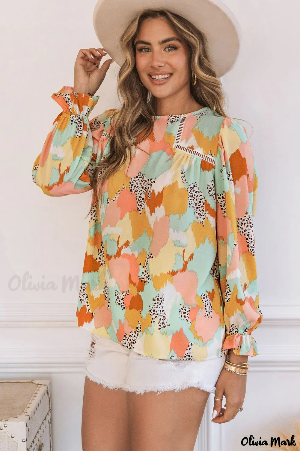 Deanwangkt - Multicolor Abstract Print Long Sleeve Blouse - Deanwangkt