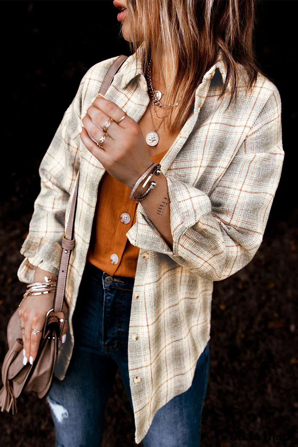 Deanwangkt - Turn-down Collar Button-Up Plaid Shirt - Deanwangkt