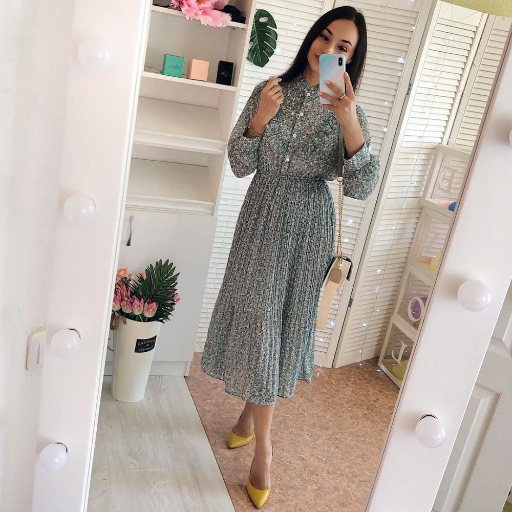 Christmas Gift Deanwangkt Spring and Autumn New Style Floral-Print Chiffon Dress Women's French Vintage Base Dress Fairy Immortal Dress - Deanwangkt