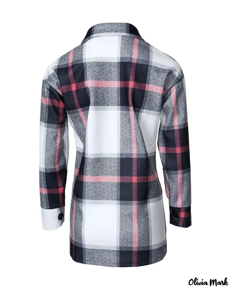 Deanwangkt - Plaid Print Pocket Button Pattern Long Sleeve Jacket - Deanwangkt
